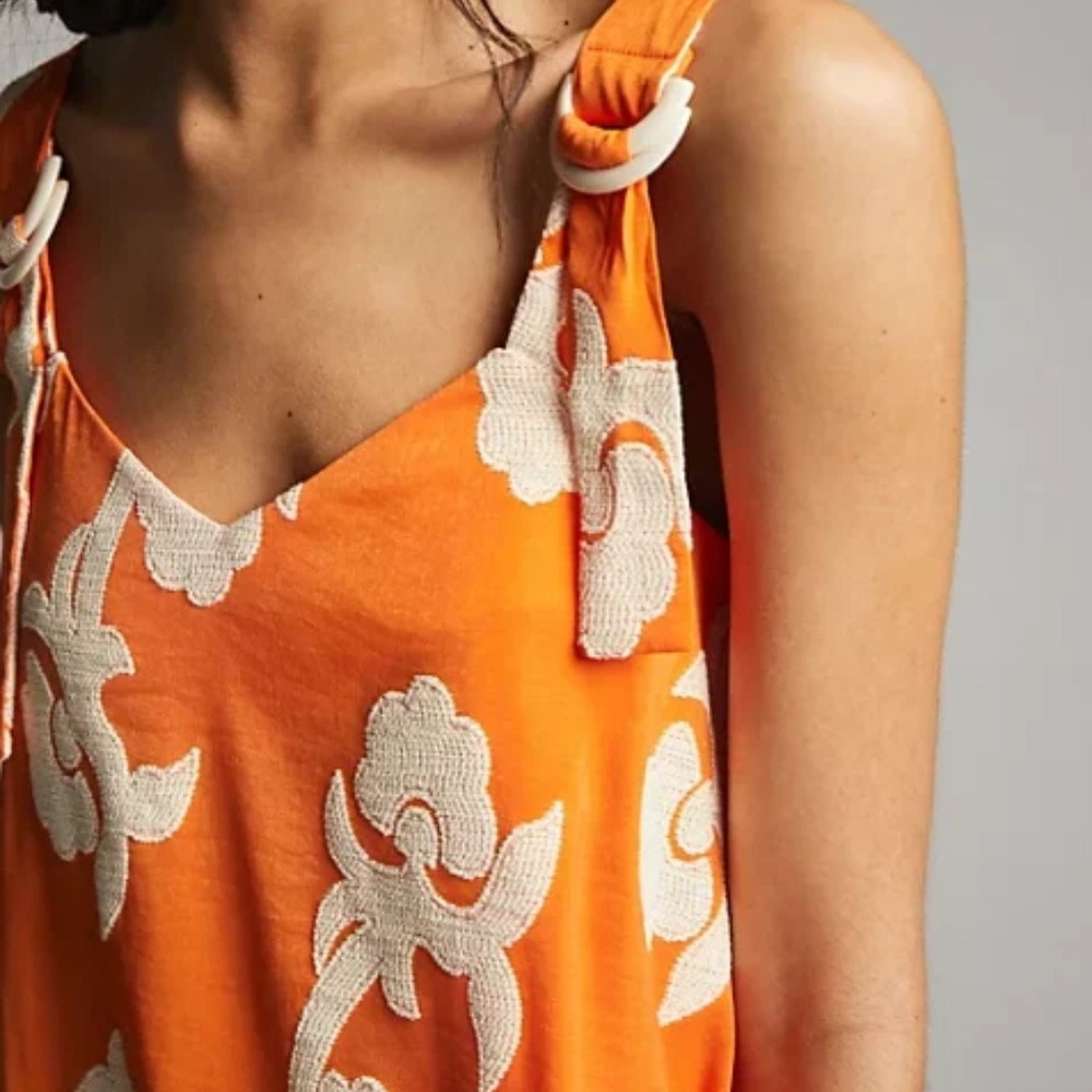 Anthropologie x Exquise Orange‎ Phoebe Flounced Maxi Dress Size Medium - Picture 2 of 12
